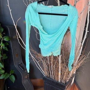 Free People Aqua Long Sleeve Top